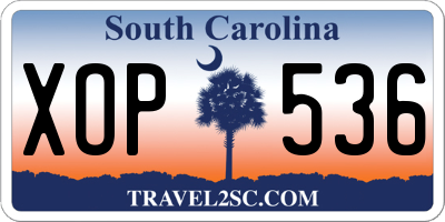 SC license plate XOP536