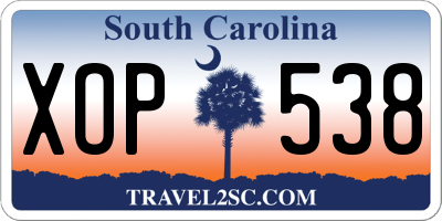 SC license plate XOP538