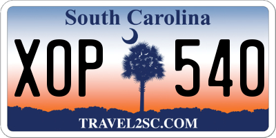 SC license plate XOP540