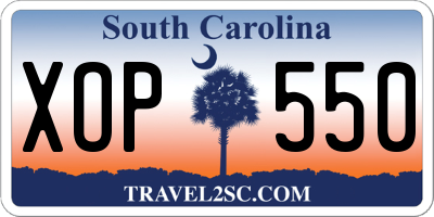 SC license plate XOP550