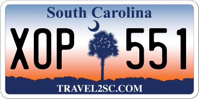 SC license plate XOP551