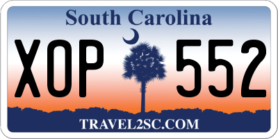 SC license plate XOP552