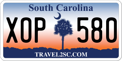 SC license plate XOP580