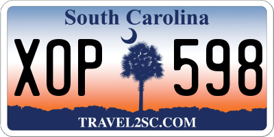 SC license plate XOP598