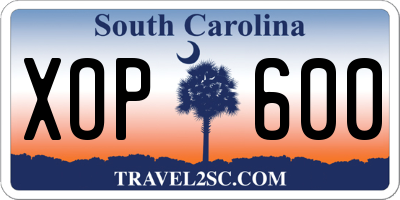 SC license plate XOP600