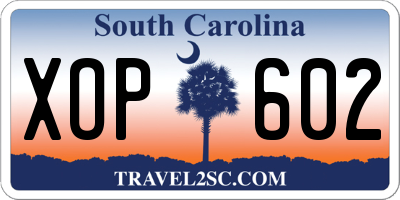 SC license plate XOP602