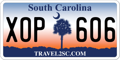SC license plate XOP606
