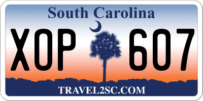 SC license plate XOP607
