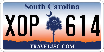 SC license plate XOP614