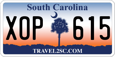 SC license plate XOP615