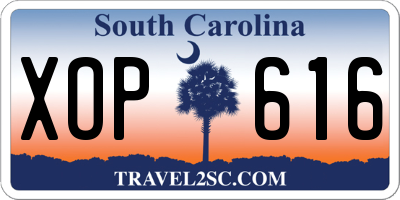 SC license plate XOP616