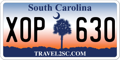 SC license plate XOP630