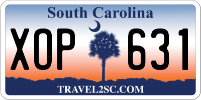 SC license plate XOP631
