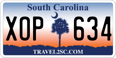 SC license plate XOP634