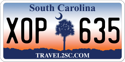 SC license plate XOP635