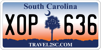 SC license plate XOP636