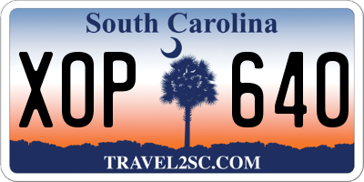 SC license plate XOP640