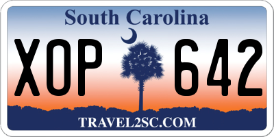 SC license plate XOP642