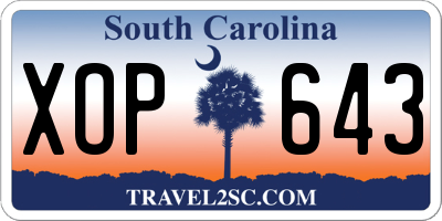SC license plate XOP643