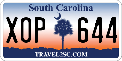 SC license plate XOP644