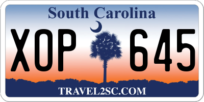 SC license plate XOP645