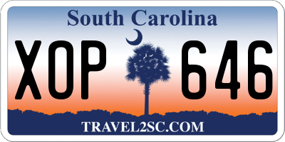 SC license plate XOP646