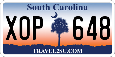 SC license plate XOP648