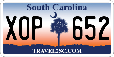 SC license plate XOP652