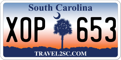 SC license plate XOP653