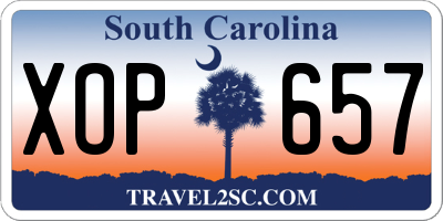 SC license plate XOP657