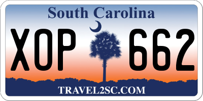 SC license plate XOP662