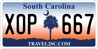 SC license plate XOP667