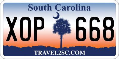 SC license plate XOP668