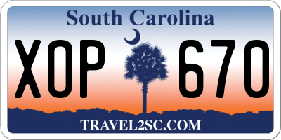 SC license plate XOP670