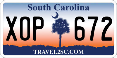 SC license plate XOP672