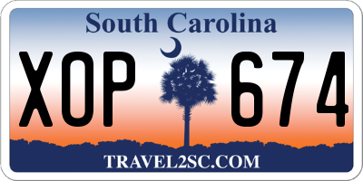 SC license plate XOP674