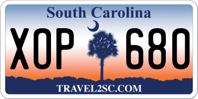 SC license plate XOP680