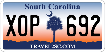 SC license plate XOP692