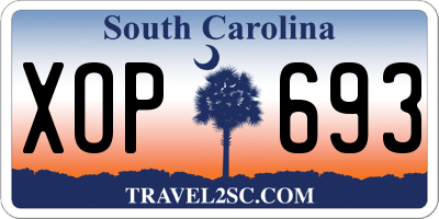 SC license plate XOP693