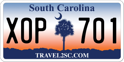 SC license plate XOP701