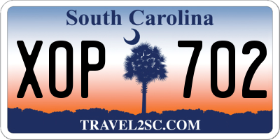 SC license plate XOP702