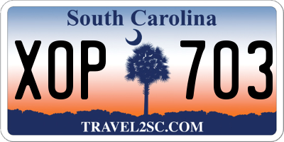 SC license plate XOP703
