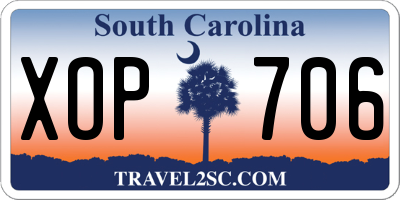 SC license plate XOP706