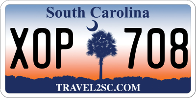SC license plate XOP708