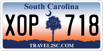 SC license plate XOP718