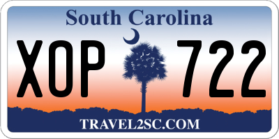 SC license plate XOP722