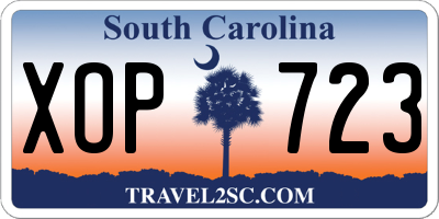 SC license plate XOP723