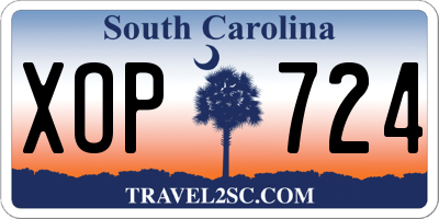 SC license plate XOP724