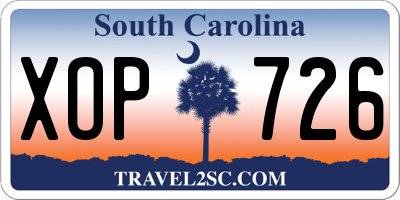 SC license plate XOP726