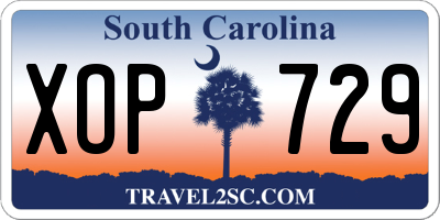 SC license plate XOP729